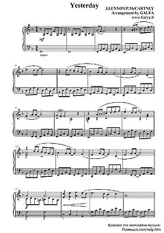 ����, Sheet music for Piano 
Yesterday, The Beatles (������� 1)
