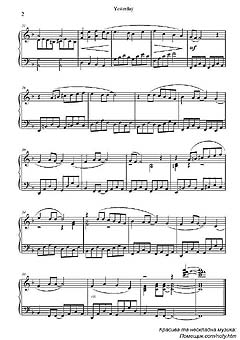 ����, Sheet music for Piano 
Yesterday, The Beatles (������� 2)
