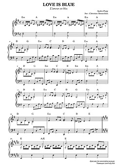 ����, Sheet music for Piano 
Paul Mauriat � Love Is Blue (������� 1)
